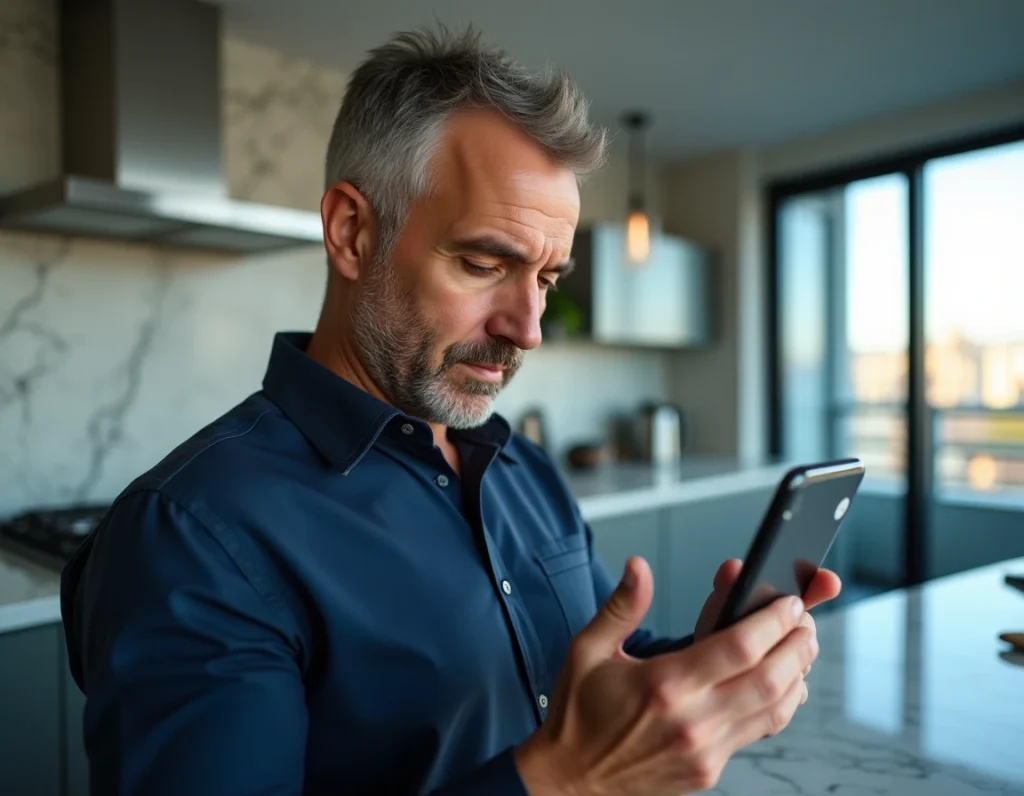 Homme activant les notifications sur l'application espace client Orange depuis son smartphone